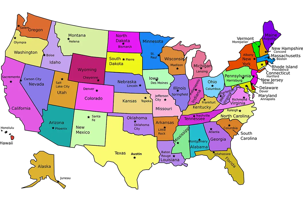 USA business map and small business activity representing SBA loan locations in Philadelphia Pennsylvania and New Jersey