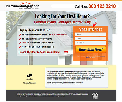 mortgage landing page sample image one